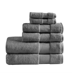 Madison Park Signature Turkish Cotton 6pc Bath Towel Set Charcoal Oversized